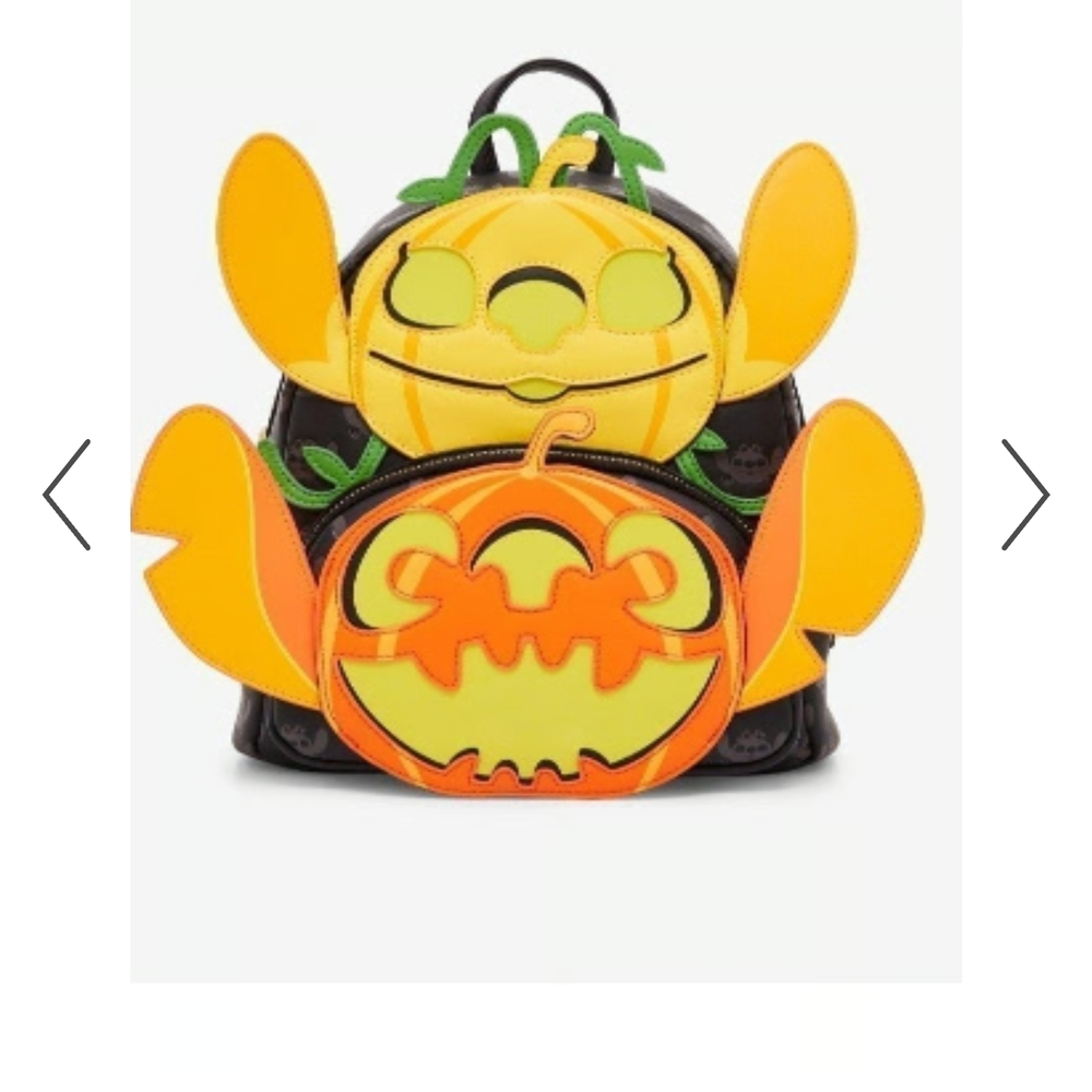 Loungefly Disney Lilo & Stitch Angel Jack-O-Lantern Glow-in-The-Dark backpack